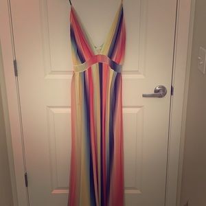 Floor length spring, multicolored dress